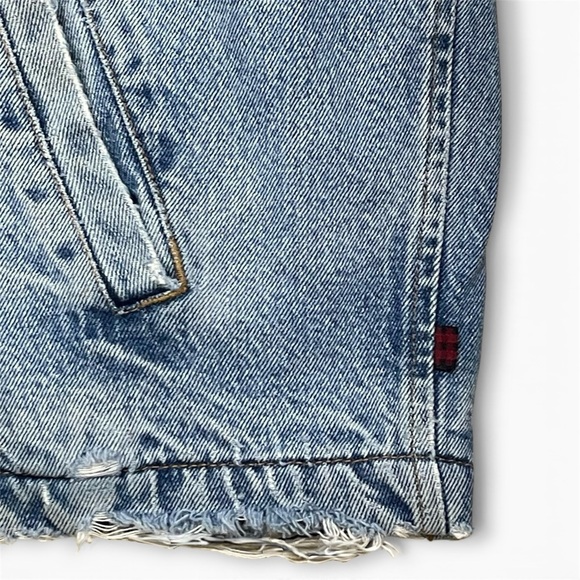 Woolrich 90s Denim Work Jacket Men's L Leather Collar Blanket Lined Distressed - Picture 6 of 16